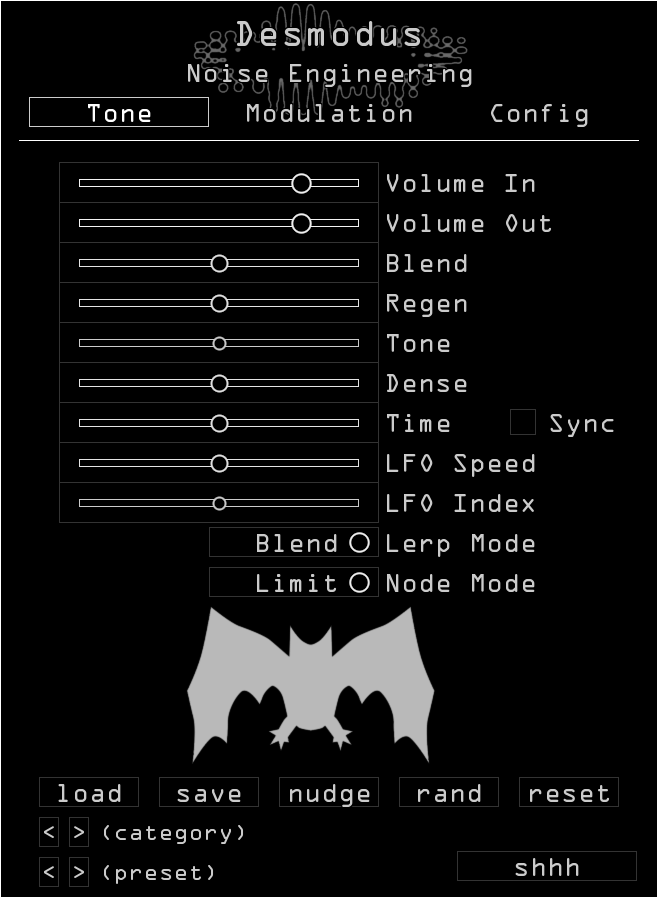 Noise Engineering Desmodus plugin Tone page