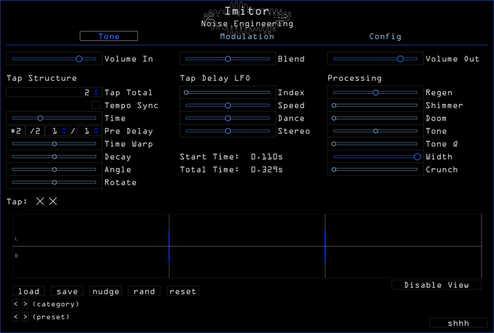 Load image into Gallery viewer, Noise Engineering Imitor delay plugin Tone page
