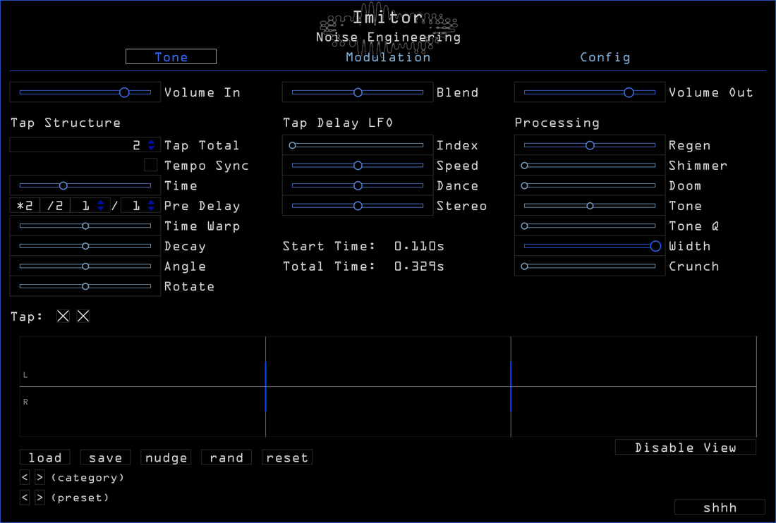 Noise Engineering Imitor delay plugin Tone page