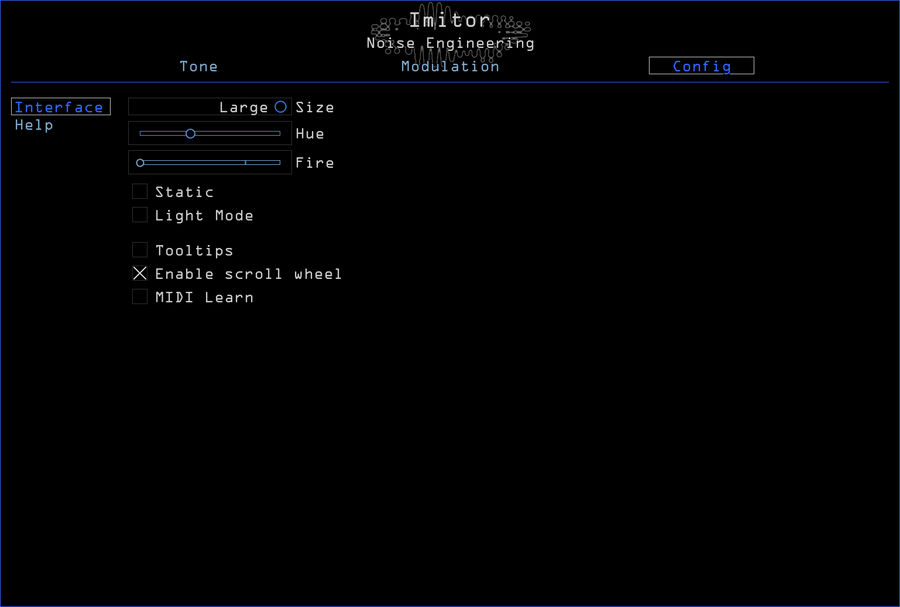 Noise Engineering Imitor delay plugin Config page
