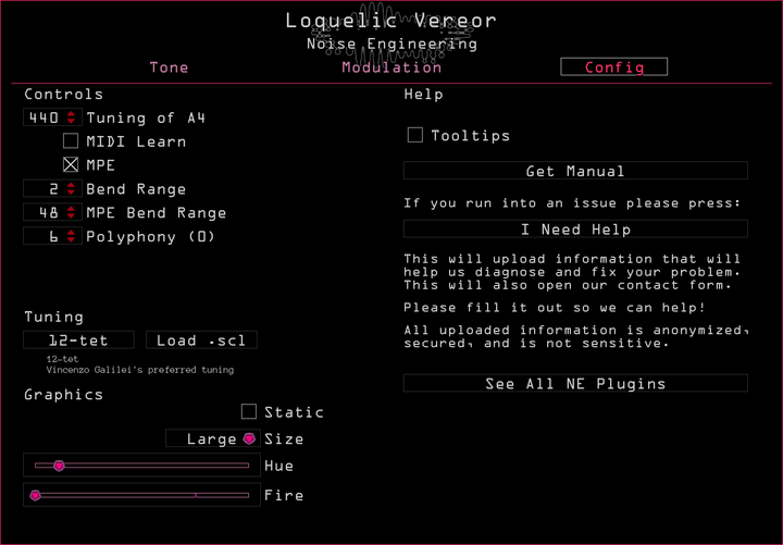 Load image into Gallery viewer, Noise Engineering Loquelic Vereor synth plugin Config page
