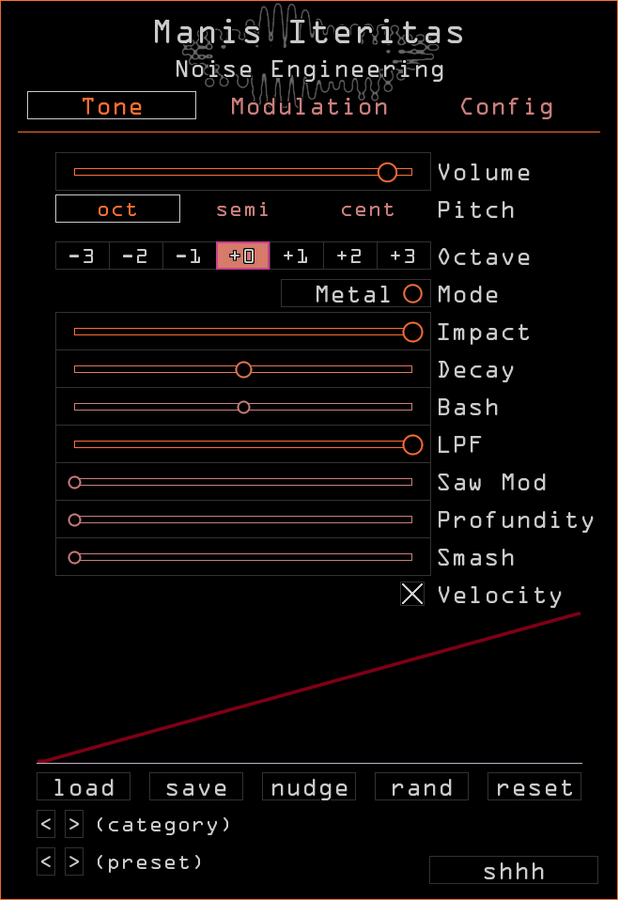 Noise Engineering Manis Iteritas synth plugin Tone page