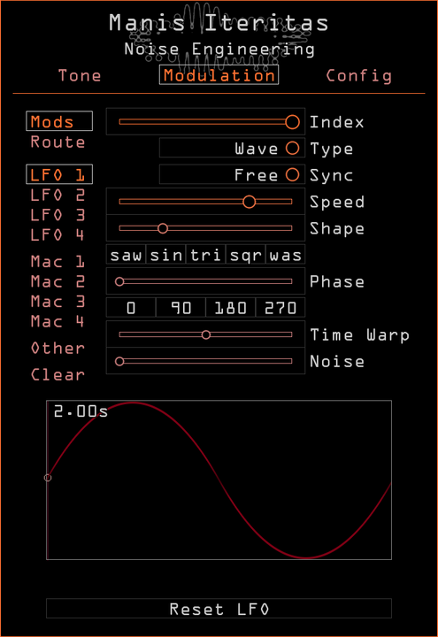 Load image into Gallery viewer, Noise Engineering Manis Iteritas synth plugin Modulation page
