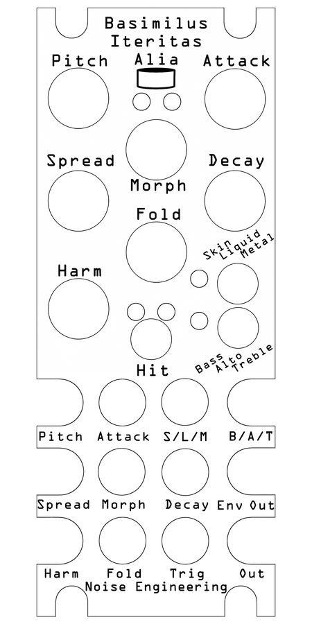 Basimilus Iteritas Alia overlay in white | Noise Engineering