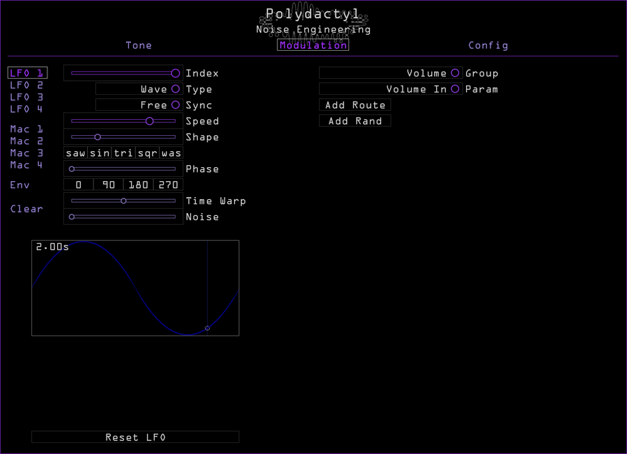 Noise Engineering Polydactyl multiband dynamics plugin Modulation page