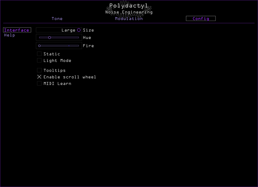 Noise Engineering Polydactyl multiband dynamics plugin Config page