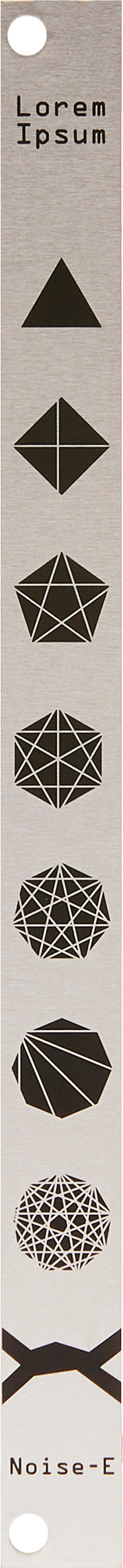 A small silver blank panel with black geometric shapes | Lorem Ipsum by Noise Engineering