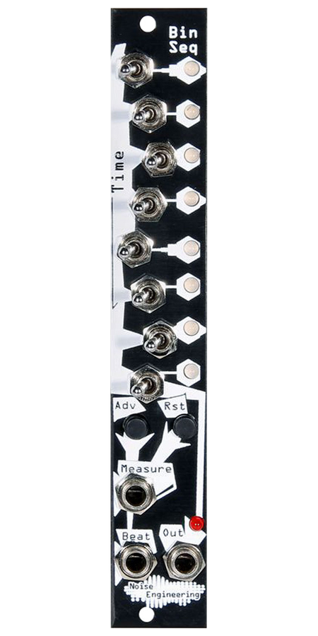 Compact 8-step trigger/gate sequencer with 8 switches in black | Bin Seq by Noise Engineering