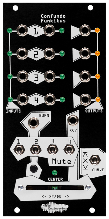 Load image into Gallery viewer, Four-part probabilistic rhythm crossfader Eurorack module in black | Confundo Funkitus by Noise Engineering
