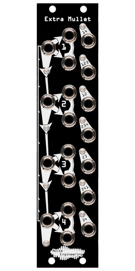 Combining buffered multiple Eurorack module in black | Extra Mullet by Noise Engineering