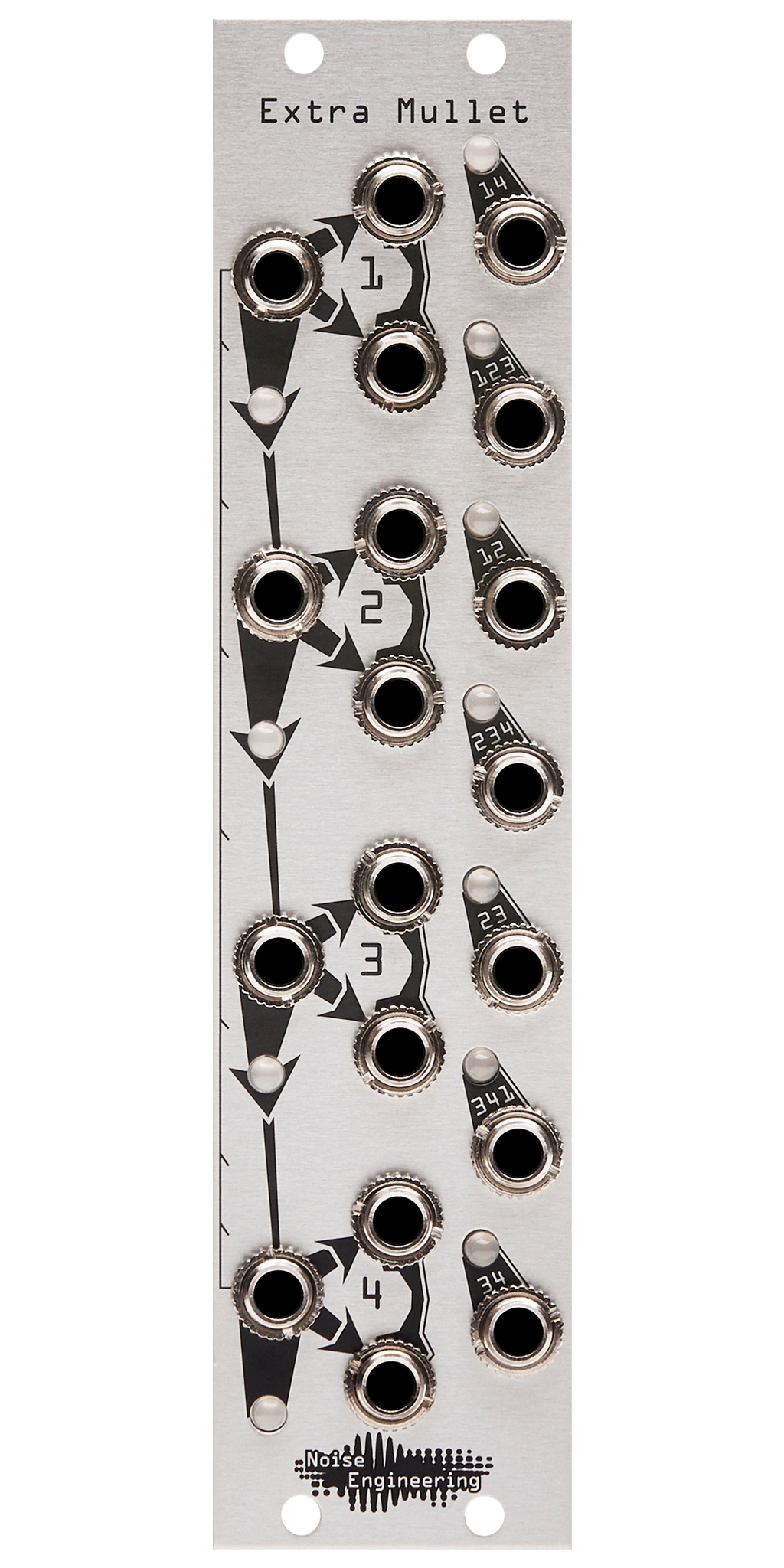 Combining buffered multiple Eurorack module in silver | Extra Mullet by Noise Engineering