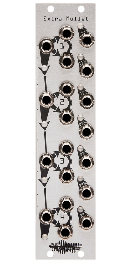 Combining buffered multiple Eurorack module in silver | Extra Mullet by Noise Engineering