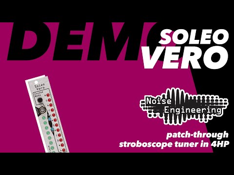 Load and play video in Gallery viewer, Soleo Vero by Noise Engineering is a 3-input strobe tuner packed into 4HP, allowing you to visually tune up to 3 oscillators. Yes, you can tune without having to listen! It only takes a few seconds and can be a life saver during a live gig.
