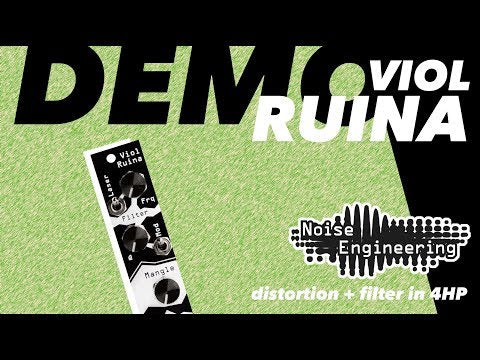 Load and play video in Gallery viewer, Viol Ruina by Noise Engineering is an all-analog distortion and lowpass filter with an internal envelope follower and self-modulating cutoff. The four-pole design is reminiscent of the classic filters we all know but with a completely new and slightly ridiculous twist. The independently addressable distortion circuit takes VR into overdriven paradise with a shocking amount of drive.
