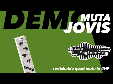 Load and play video in Gallery viewer, The Muta Jovis from Noise Engineering is a simple 4HP utility module for modular synths, with 4 switches that connects inputs to the outputs, giving you the ability to mute 4 channels individually.   The inputs are circularly normalled so a single input can be sent (and muted) to up to four outputs. This module is designed for gates and CV.   You can also use it in passive mode, but no LEDs will illuminate.
