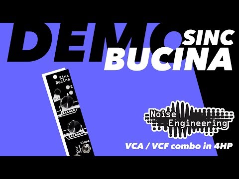 Load and play video in Gallery viewer, Sinc Bucina by Noise Engineering is the sequel to one of our first modules, Sinclastic Empulatrix, replacing the clamping VCA with a resonant lowpass VCF and VCA combo. The velocity-dependent Ping input offers classic release-only LPG behavior, while the Gate in offers much more complex slewing, useful for simple ASR envelopes to dynamic modulation.  The envelope out allows the internal envelope to be routed out into a patch for even more versatility and modulation fun. 
