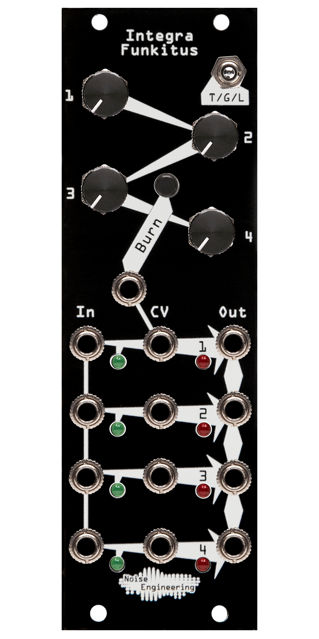 Dynamic rhythm modifying Eurorack module in black | Integra Funkitus by Noise Engineering