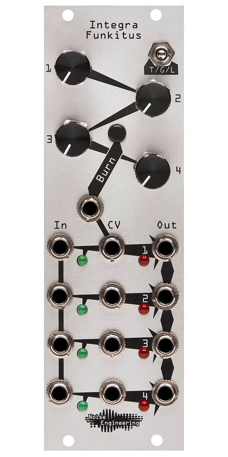 Dynamic rhythm modifying Eurorack module in silver | Integra Funkitus by Noise Engineering