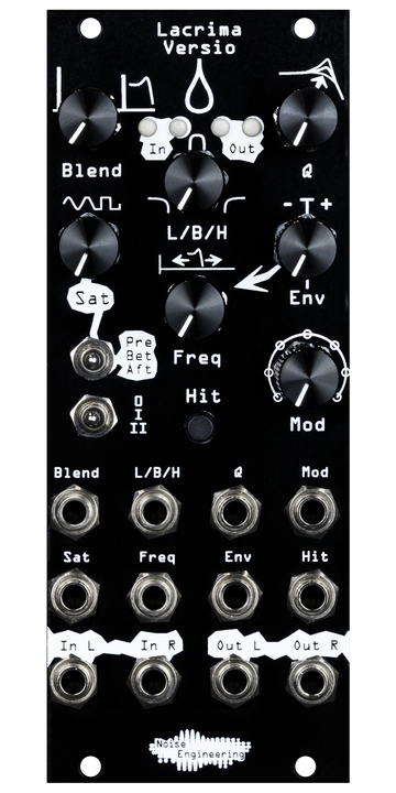 Load image into Gallery viewer, Autowah from hell on a stereo-in, stereo-out DSP platform for Eurorack in black | Lacrima Versio by Noise Engineering
