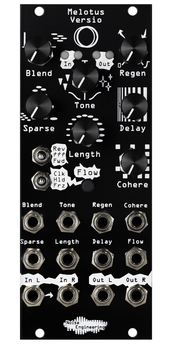 Melotus Versio granular texturizer in black panel | Noise Engineering