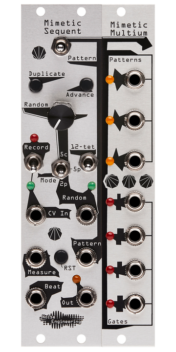 Load image into Gallery viewer, CV recorder and randomizer with gate and CV output expander Eurorack module in silver | Mimetic Sequent and Mimetic Multium by Noise Engineering
