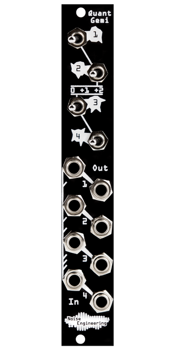 Load image into Gallery viewer, Quant Gemi black Eurorack module with four 3-octave switches on top and jacks on the bottom | Noise Engineering
