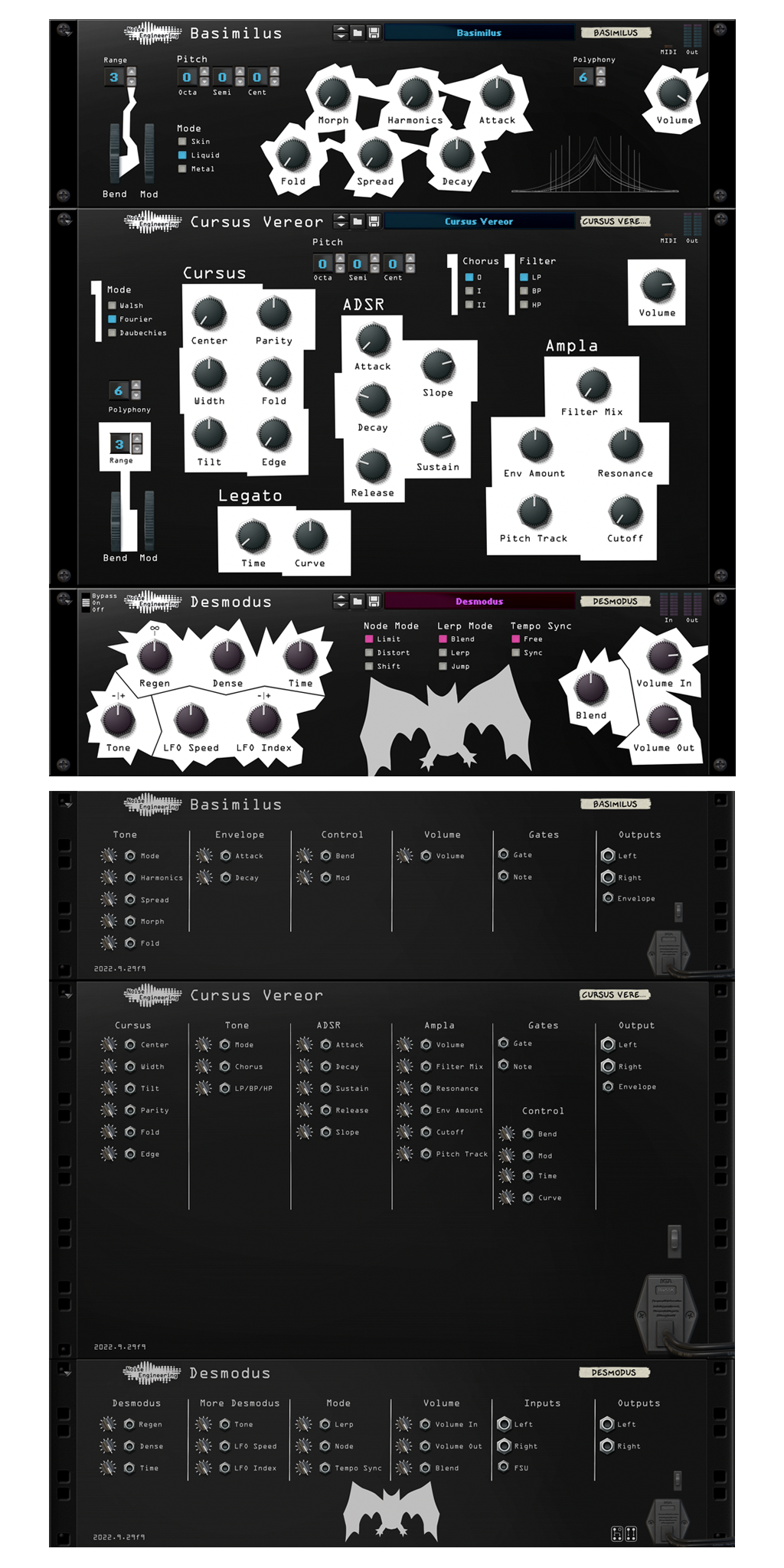 Bundle 1 Reason Rack Extensions includes Basimilus, Cursus Vereor, and Desmodus | Made by Noise Engineering, available at the Reason Shop