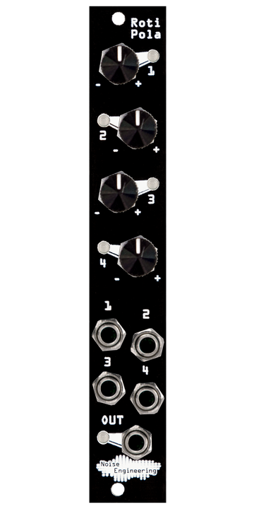 Load image into Gallery viewer, Four-input attenuverting CV mixer with four inputs and pots and one output in black  | Roti Pola by Noise Engineering

