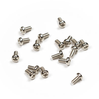 Load image into Gallery viewer, Zinc plated steel screws for all your modular needs. Here is a smattering screws, showing them from all angles. They are shiny silver and are Phillips head. | Noise Engineering
