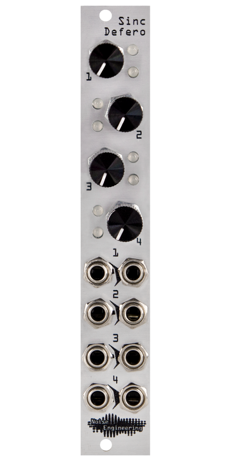 Four-channel buffered attenuator and mult with LEDs for Eurorack in silver | Sinc Defero by Noise Engineering