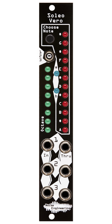 Load image into Gallery viewer, Three-channel Eurorack stroboscopic tuner with patch-through in black | Soleo Vero by Noise Engineering

