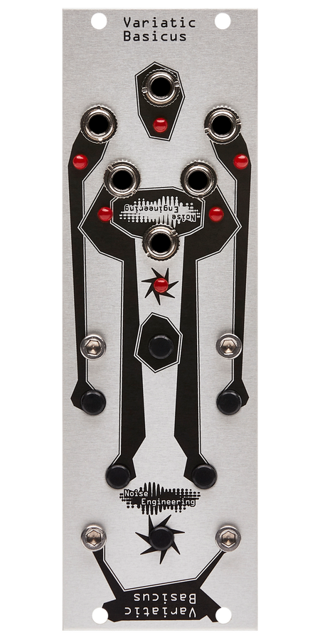 Variatic Basicus Eurorack module in silver with six momentary switches with LEDs | Noise Engineering