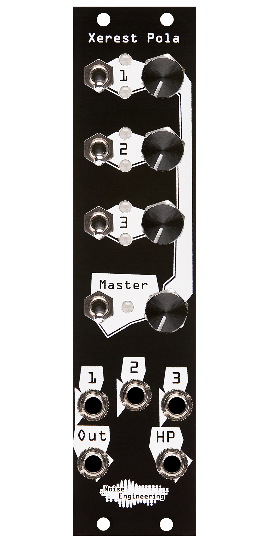Xerest Pola lunchbox stereo mixer for Eurorack with headphone out in black | Noise Engineering